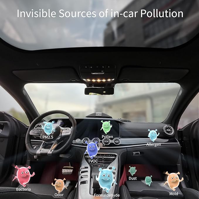 تصفیه  هوای خودرو با فیلتر واقعی H13 HEPA: دستگاه تصفیه  هوای قابل حمل برای خودرو، مناسب حذف دود اگزوز، VOCها، دود سیگار، بوها و باکتری ه 2248505527