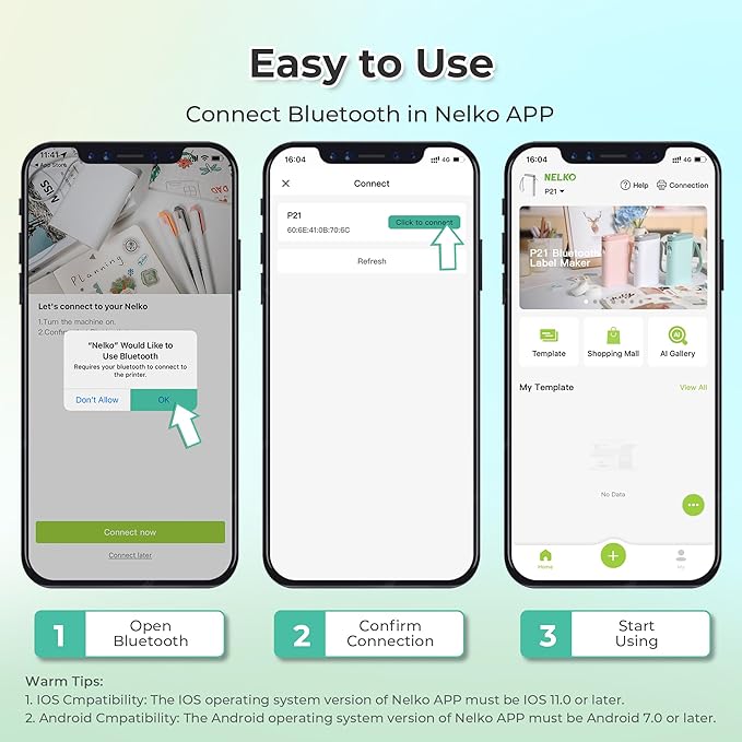 پرینتر برچسب چسب دار بلوتوثی Nelko مدل P21، دستگاه لیبل زن قابل حمل و بی سیم مناسب iOS و Android، مناسب استفاده در خانه و دفتر 2249001322