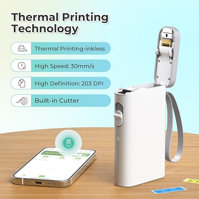 پرینتر برچسب چسب دار بلوتوثی Nelko مدل P21، دستگاه لیبل زن قابل حمل و بی سیم مناسب iOS و Android، مناسب استفاده در خانه و دفتر 2249000088