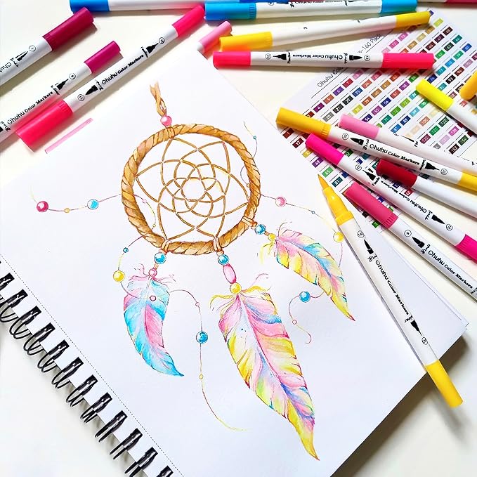 ماژیک های دو سر با نوک براش و نوک نازک مناسب برای طراحی، نقاشی، رنگ آمیزی، خوشنویسی و ژورنال نویسی قابل استفاده برای کودکان و بزرگسالان – هنرمندان و علاقه مندان 2302826771